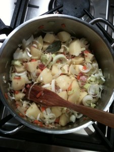 Leek and Potatoe in the pot