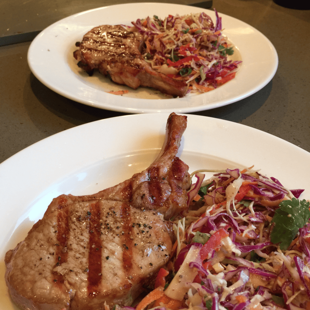 Pork chops and cabbage salad