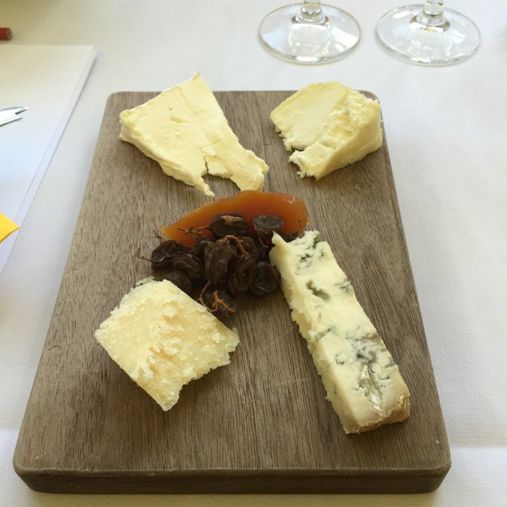 Four of the cheeses tasted with some quince paste and dried sultanas to accompany.