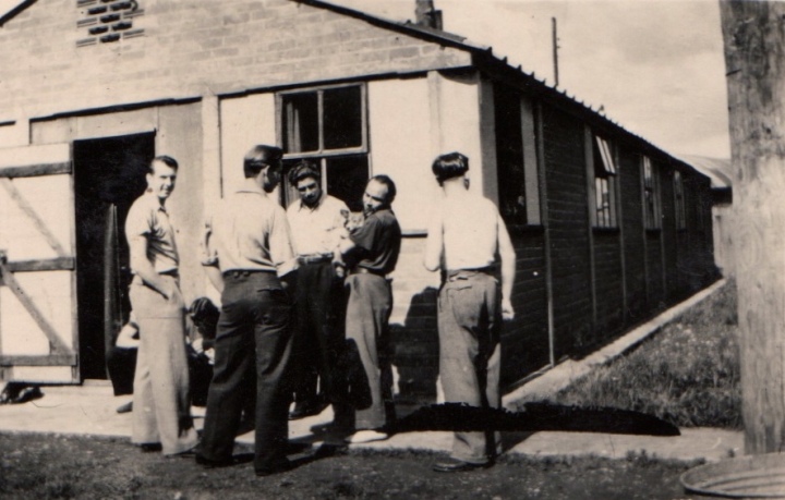 Roberts far left with other war prisoners WWII - England